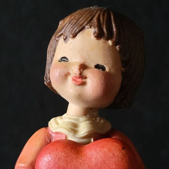 Vtg Anri Toriart Girl Holding Heart Figure Italy, Valentine Figurine - Picture 5 of 7